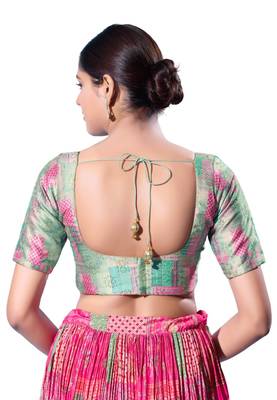 Padded Silk Round Neck  Blouse 2