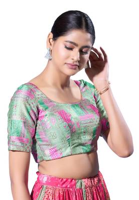 Padded Silk Round Neck  Blouse 3