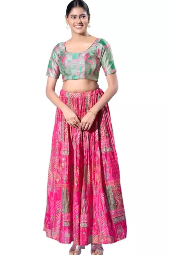 Padded Silk Round Neck  Blouse