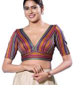 Padded Brocade V-Neck  Blouse