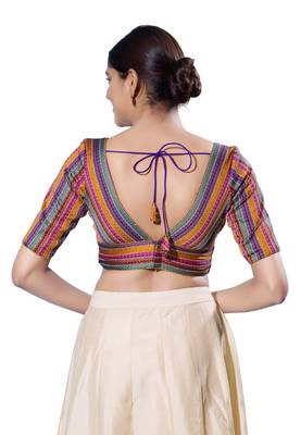 Padded Brocade V-Neck  Blouse 2