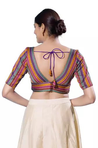 Padded Brocade V-Neck  Blouse