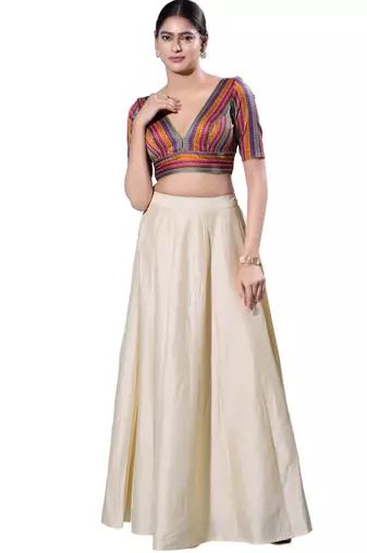 Padded Brocade V-Neck  Blouse