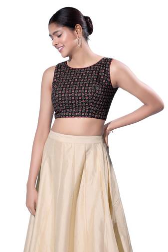 Padded Cotton Boat Neck  Blouse