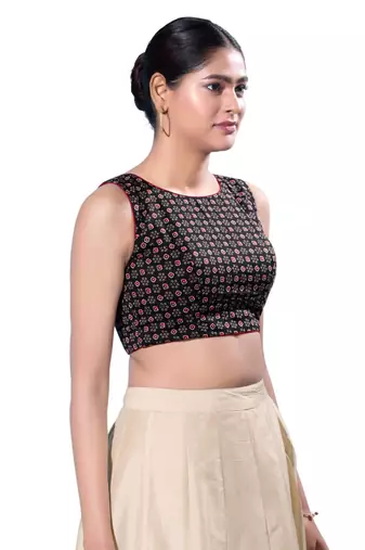 Padded Cotton Boat Neck  Blouse