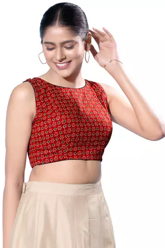Padded Cotton Boat Neck  Blouse
