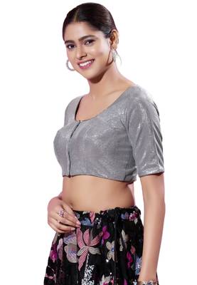 Padded Shimmer Round Neck  Blouse 3
