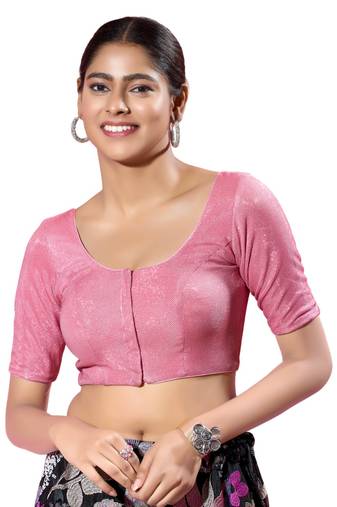 Padded Shimmer Round Neck  Blouse