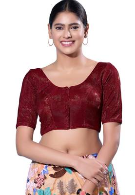 Padded Shimmer Round Neck  Blouse 1