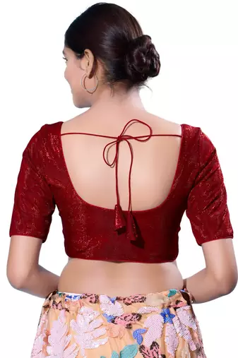 Padded Shimmer Round Neck  Blouse