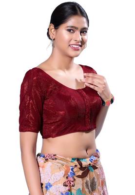 Padded Shimmer Round Neck  Blouse 3
