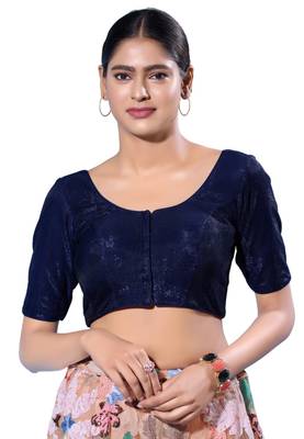 Padded Shimmer Round Neck  Blouse 1