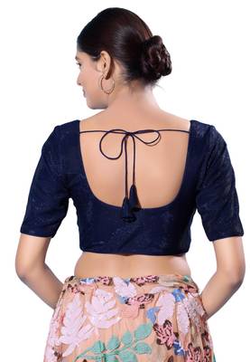 Padded Shimmer Round Neck  Blouse 2