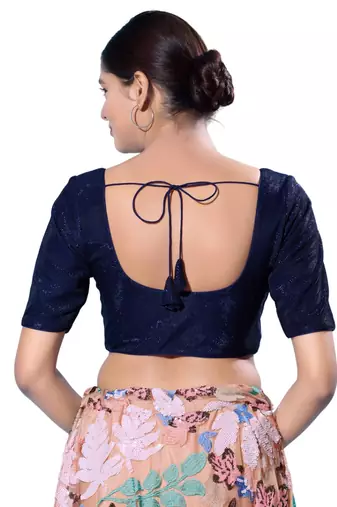 Padded Shimmer Round Neck  Blouse
