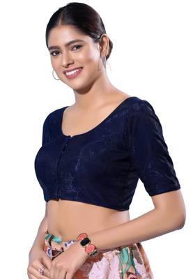 Padded Shimmer Round Neck  Blouse 3