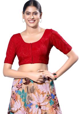Padded Shimmer Round Neck  Blouse 1