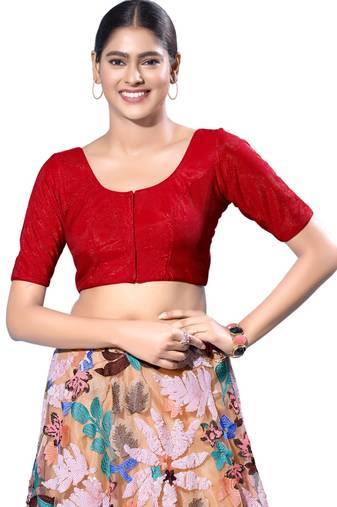 Padded Shimmer Round Neck  Blouse