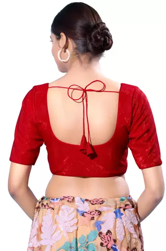 Padded Shimmer Round Neck  Blouse