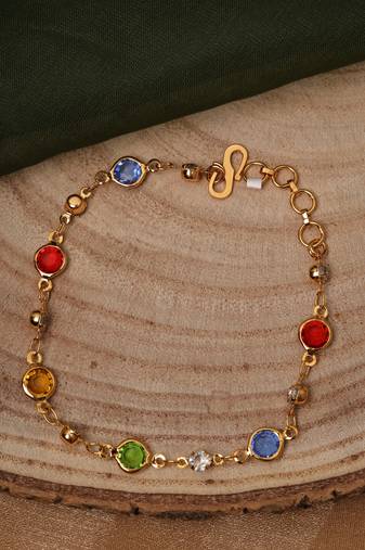 Vibrant Gold-Plated Multi-Stone Bracelet