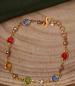 Vibrant Gold-Plated Multi-Stone Bracelet