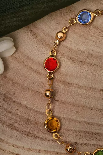 Vibrant Gold-Plated Multi-Stone Bracelet