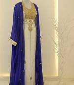Navy-blue & White Handcrafted Zari work Stitched Dress Georgette Kaftan Party Wear Wedding Dresses