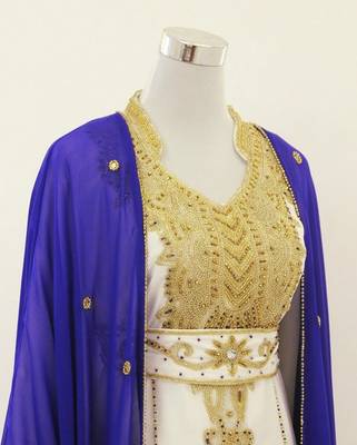 Navy-blue & White Handcrafted Zari work Stitched Dress Georgette Kaftan Party Wear Wedding Dresses 2