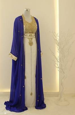 Navy-blue & White Handcrafted Zari work Stitched Dress Georgette Kaftan Party Wear Wedding Dresses 3
