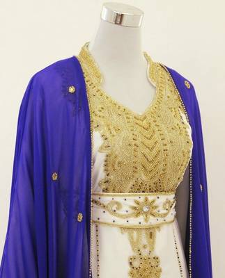 Royal-blue & White Handcrafted Zari work Stitched Dress Georgette Kaftan Party Wear Wedding Dresses 2