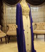 Royal-blue & White Handcrafted Zari work Stitched Dress Georgette Kaftan Party Wear Wedding Dresses