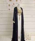 Black & White Handcrafted Zari work Stitched Dress Georgette Kaftan Party Wear Wedding Dresses