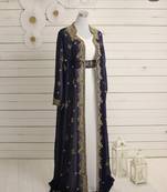 Navy Blue and White Georgette Zari Work Kaftan