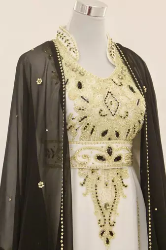 Black & White Handcrafted Zari work Stitched Dress Georgette Kaftan Party Wear Wedding Dresses