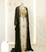 Black & White Handcrafted Zari work Stitched Dress Georgette Kaftan Party Wear Wedding Dresses
