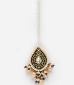 Blue & cream maang tikka head jewellery kundan & pearls