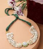 Silver & green chokar necklace kundan & pearls