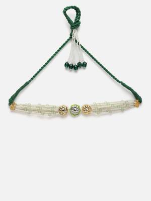 Silver & green chokar necklace kundan & pearls 3