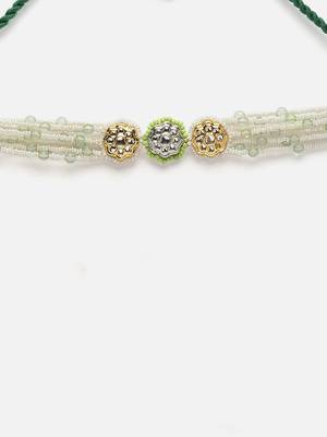 Silver & green chokar necklace kundan & pearls 4