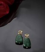 Green & gold drop earring with kundan &  pearls