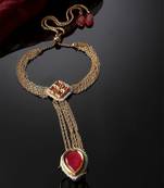 Pink & gold adjustable hathphool with kundan &  pearls