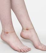 Red & gold adjustable anklet with kundan &  pearls
