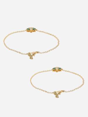 Green & gold adjustable anklet with kundan &  pearls 4