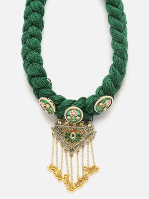 Green & gold chokar necklace  kundan &  pearls 4