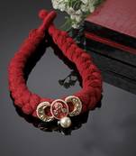 Red & gold chokar necklace  kundan &  pearls