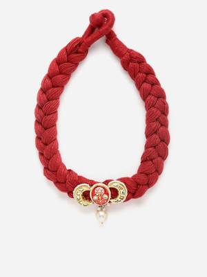 Red & gold chokar necklace  kundan &  pearls 3