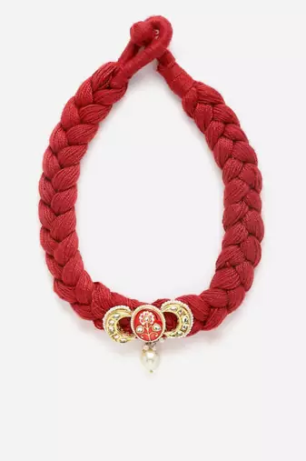 Red & gold chokar necklace  kundan &  pearls