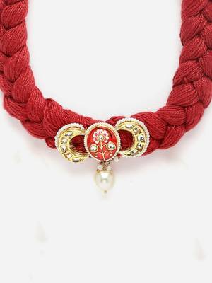 Red & gold chokar necklace  kundan &  pearls 4
