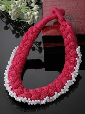 Red & white chokar necklace  pearls &  natural stones 1
