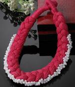 Red & white chokar necklace  pearls &  natural stones