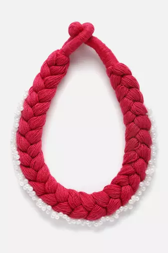 Red & white chokar necklace  pearls &  natural stones